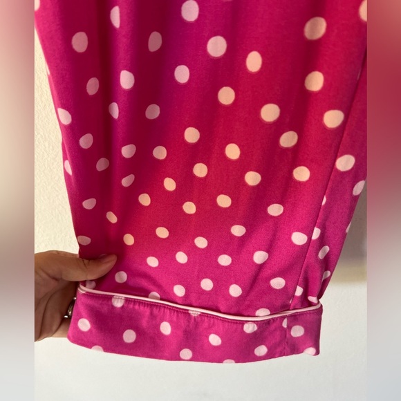 Kate Spade Pink Polka Dot Top & Crop Pants Pajama Set Size Large - Picture 4 of 14